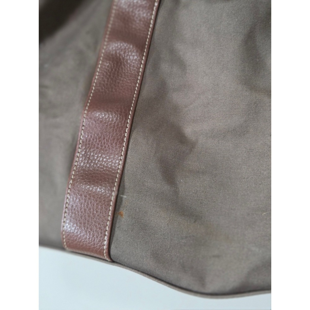 Peter Millar Canvas Duffel Bag Brown Olive Plaid Lining Weekend Travel Gym Bag - Picture 5 of 12